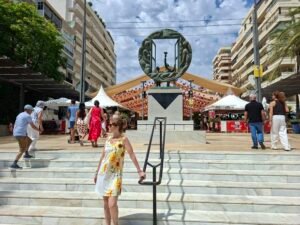 Plaza de los Naranjos in Marbella Old Town with orange trees flowers and outdoor restaurants