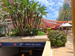 Entrance to Avenida del Mar underground parking in central Marbella