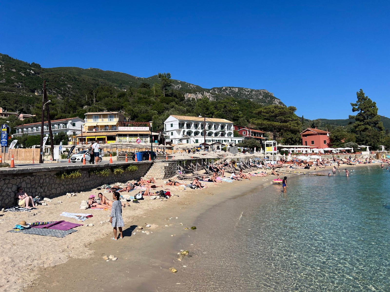 Agios Spyridon Beach in Paleokastritsa, the departure point for our cave boat trip